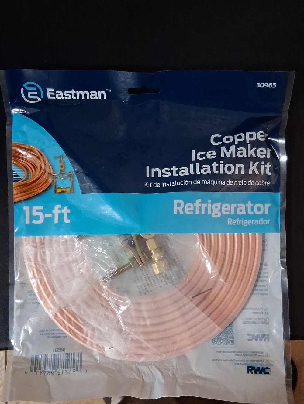 Copper Refrigerator Ice Maker Installation Kit - 15-ft